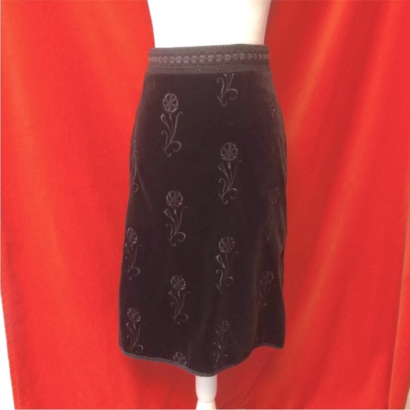 Andrew Gn embroidered velvet a-line skirt brown size small,All Products : American Fashion Style Bags On Sale